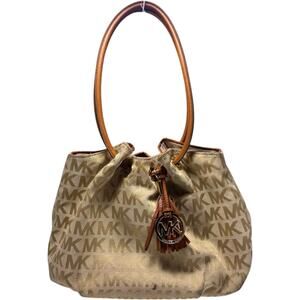 VTG Michael Kors Beige Bag East West Ring Monogram Tote Jacquard y2k baddie